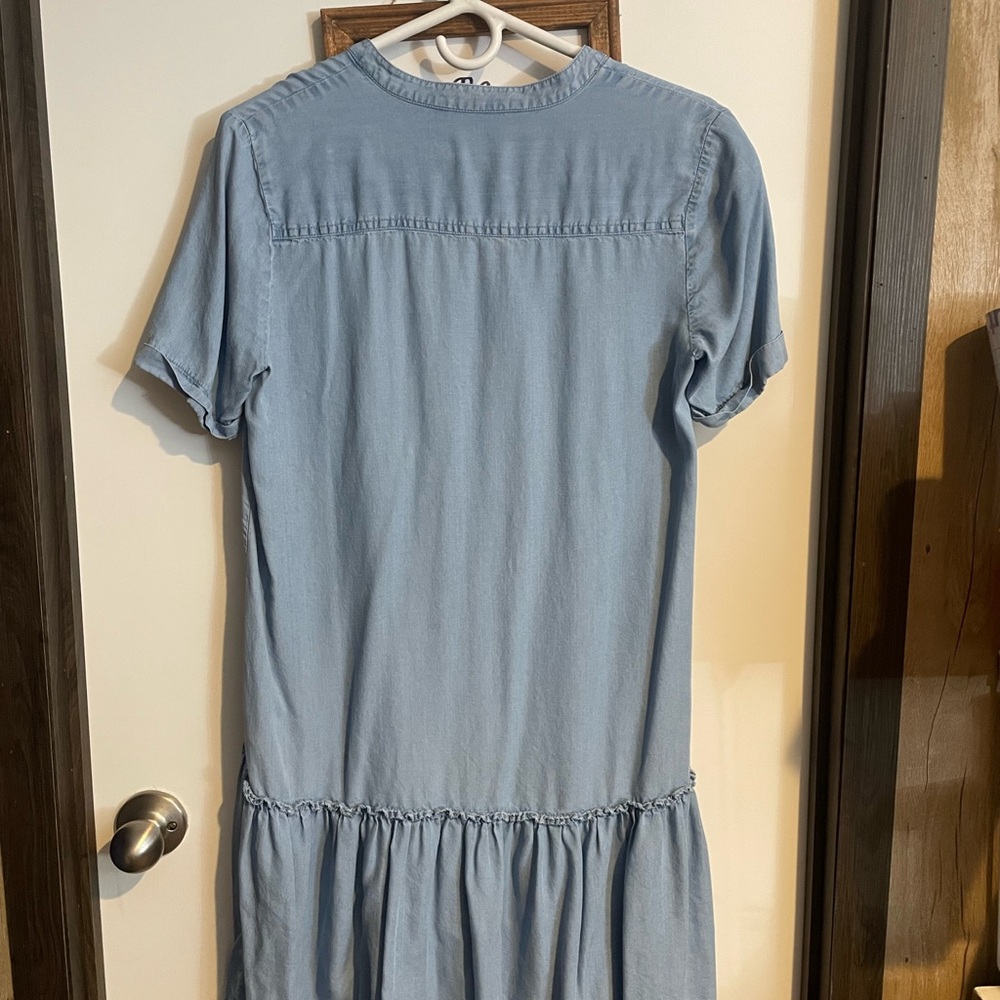 Light Blue Button-Down Ruffle Hem Top - Picture 2 of 2